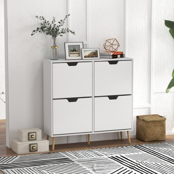 Rootz Shoe Cabinet - Shoe Organizer - Storage Unit - Justerbar hylde - Holder 16 par - 95 x 26 x 95 cm hvid