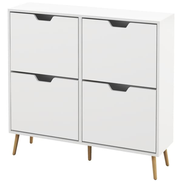 Rootz Shoe Cabinet - Shoe Organizer - Storage Unit - Justerbar hylde - Holder 16 par - 95 x 26 x 95 cm hvid