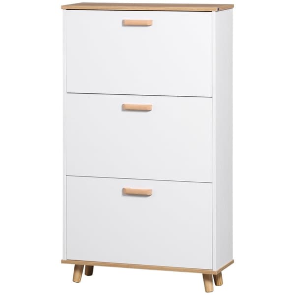 Rootz Scandinavian Shoe Cabinet - Fodtøjsopbevaring - Skoarrangør - Rumbesparende design - 70 x 23,5 x 122 cm hvid