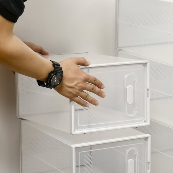 Rootz Modular Shoe Storage Boxes - Skoskåp - Transparenta arrangörer - Hållbar plast - 25L x 35W x 19 timmar cm