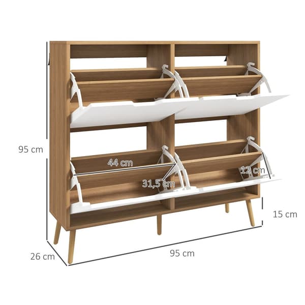 Rootz Shoe Cabinet - Fodtøjsarrangør - Opbevaringsløsning - Justerbare hylder - 95 cm x 26 cm x 95 cm - Holder 16 par