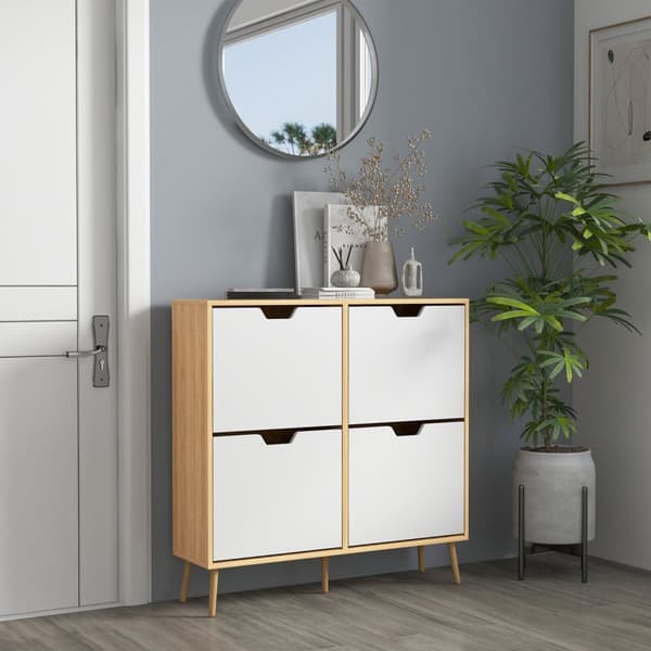 Rootz Shoe Cabinet - Fodtøjsarrangør - Opbevaringsløsning - Justerbare hylder - 95 cm x 26 cm x 95 cm - Holder 16 par