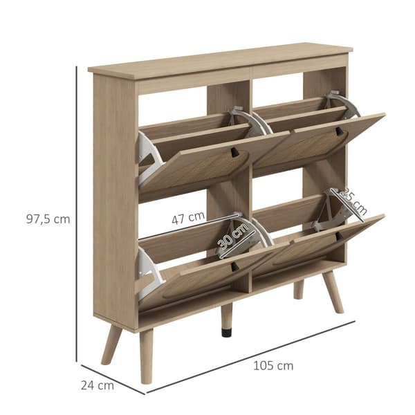 Rootz Shoe Cabinet - Bohemian Shoe Rack - Vintage skoopbevaring - Justerbare hylder - Naturlig - 105 x 24 x 97,5 cm