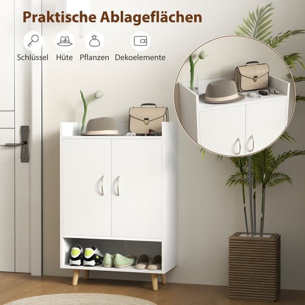 Rootz Shoe Cabinet - Shoe Rack - Shoe Chest - Modern Design, Space Savering - 60cm x 30cm x 92 cm - White