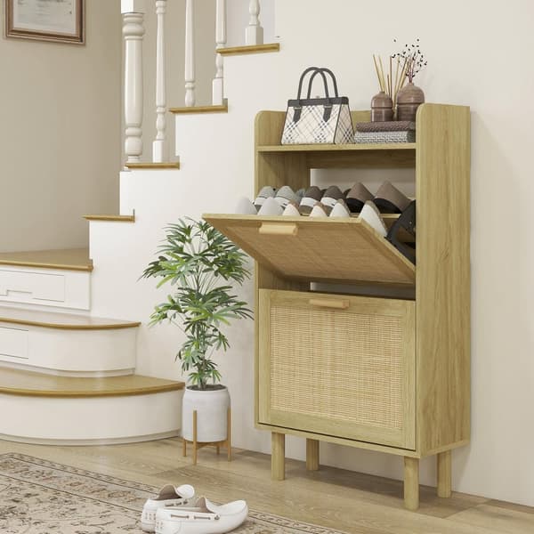 Rootz Shoe Cabinet - Shoe Storage - Footwear Organizer - Bohemian Design - Justerbare hylder - 80L x 24,5W x 110H cm