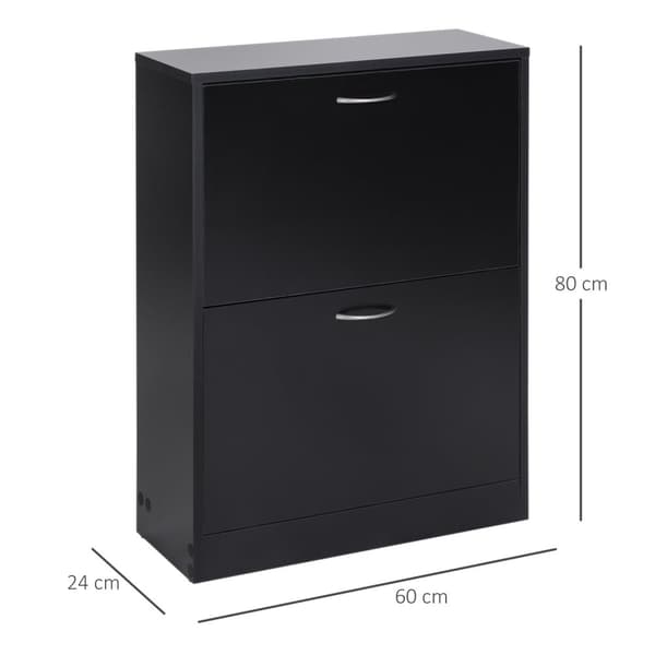 Rootz Shoe Cabinet - Shoe Rack - Footwear Storage - Modern Design - 60L X 24W X 80H CM - Svart