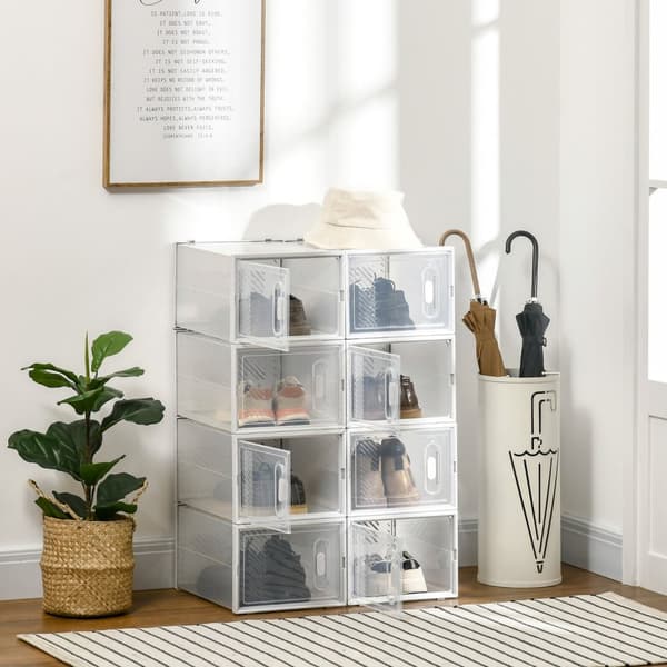 Rootz 8 stykker sko rack - Stackable skobokse - Modulær skoarrangør - Støvbeskyttelse - 28 x 36 x 21 cm