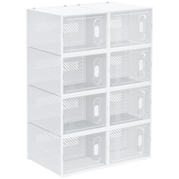 Rootz 8 stykker sko rack - Stackable skobokse - Modulær skoarrangør - Støvbeskyttelse - 28 x 36 x 21 cm