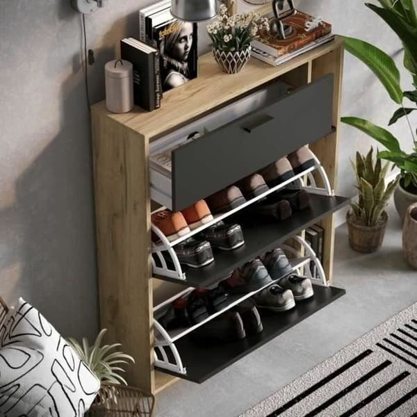 Skostativ Leona Brun Hrast Melamin 90 x 25 x 102 cm