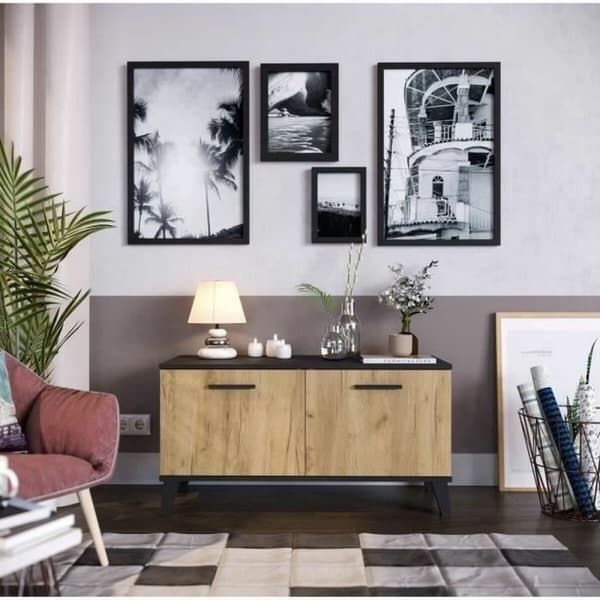 Skostativ THEO  Brun Sort Hrast Melamin 100 x 40 x 52 cm