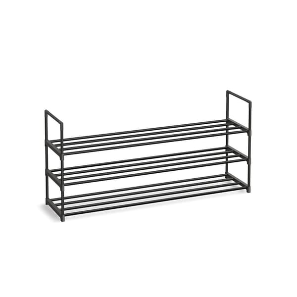 3-kerroksinen Kenkäteline, Kenkien Säilytystelineet, Metallinen Säilytysteline, 116 X 30 X 55 Cm, Musta