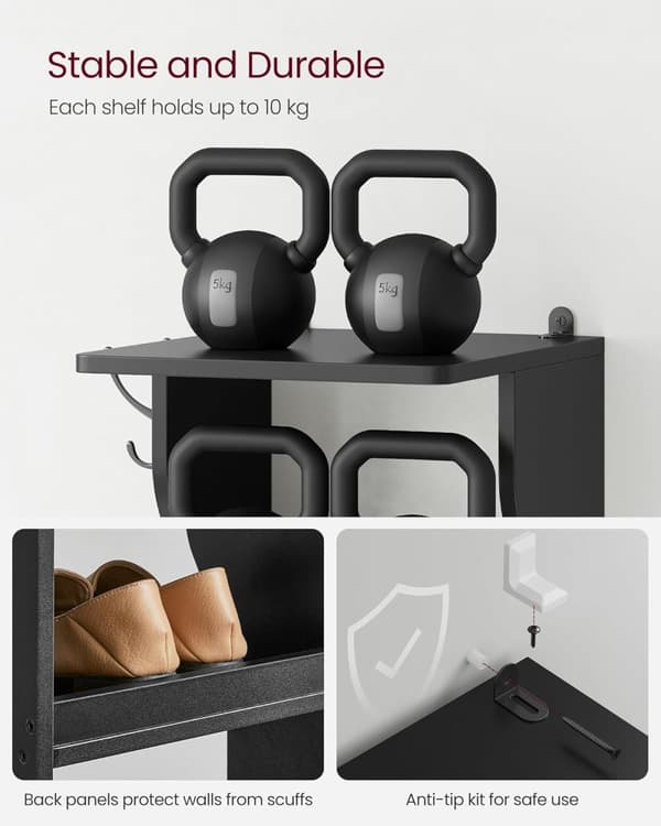 Slankt Skostativ, Smal Skoopbevaring, Skoskabe, 6-lags Skostativ, Entre, Garderobe, Sort