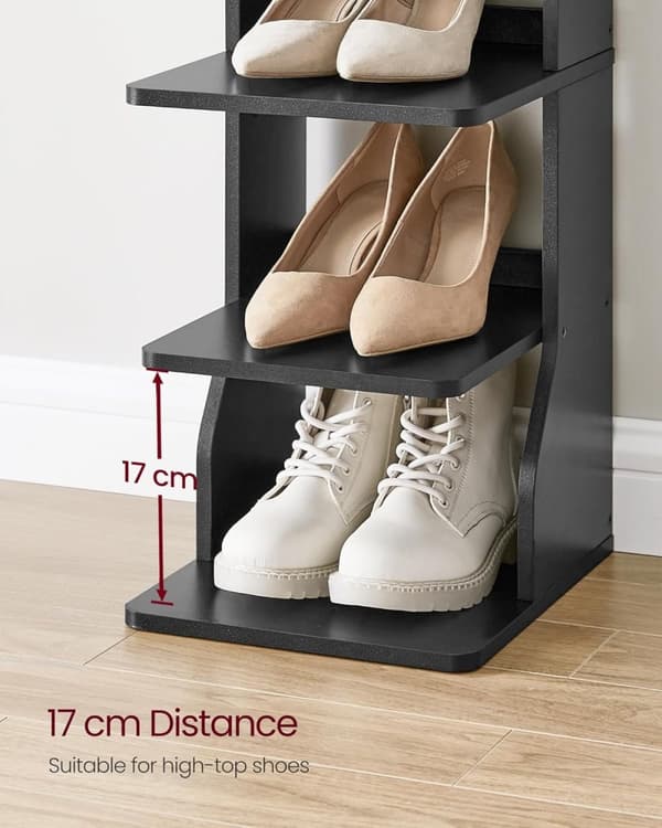 Slankt Skostativ, Smal Skoopbevaring, Skoskabe, 6-lags Skostativ, Entre, Garderobe, Sort