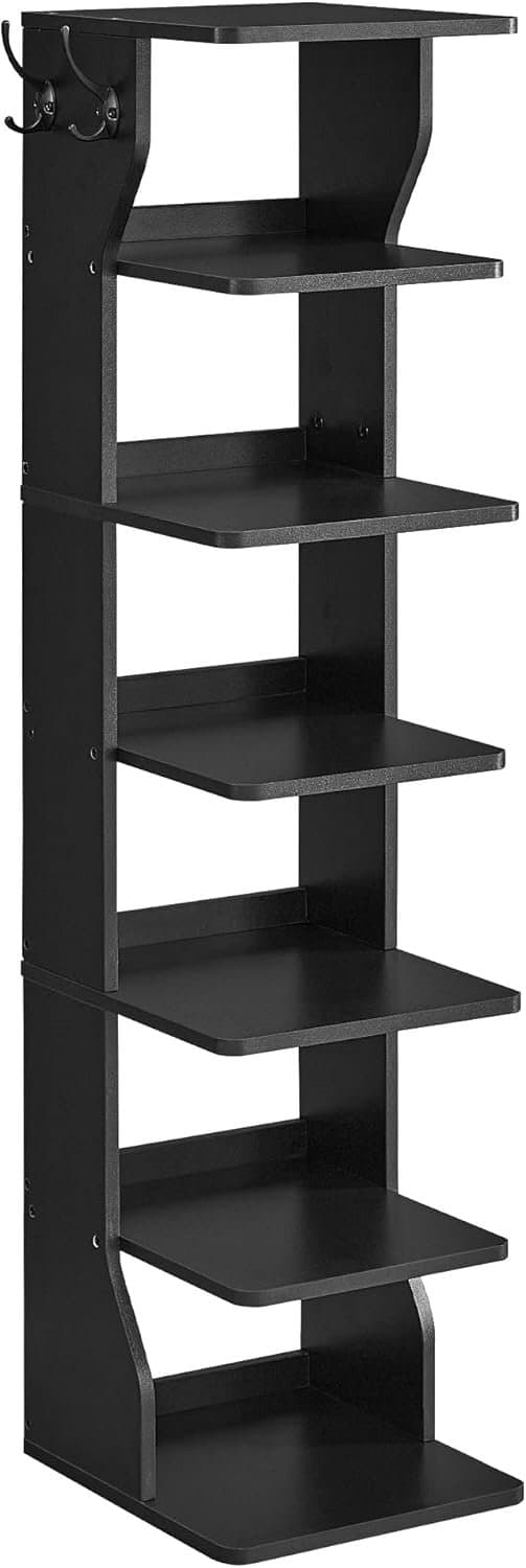 Slankt Skostativ, Smal Skoopbevaring, Skoskabe, 6-lags Skostativ, Entre, Garderobe, Sort