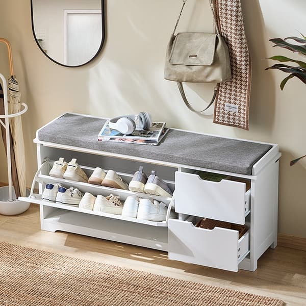 Rootz Shoe Storage Bench - kenkäkaappi - Enträänijärjestelmä - Avaruuteen säästävä muotoilu - 110x52x30cm - mukavuusistuimet tyynyllä