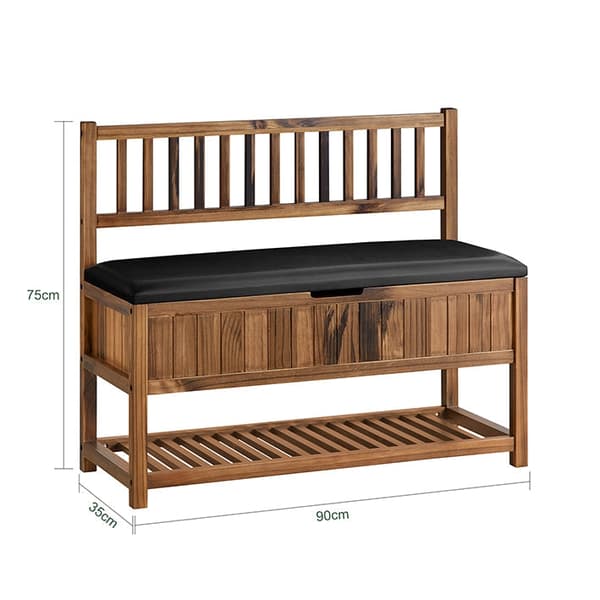 Rootz Pine Storage Bench - Shoe Rack - Hallway Organizer - High Stability - 90x75x35cm