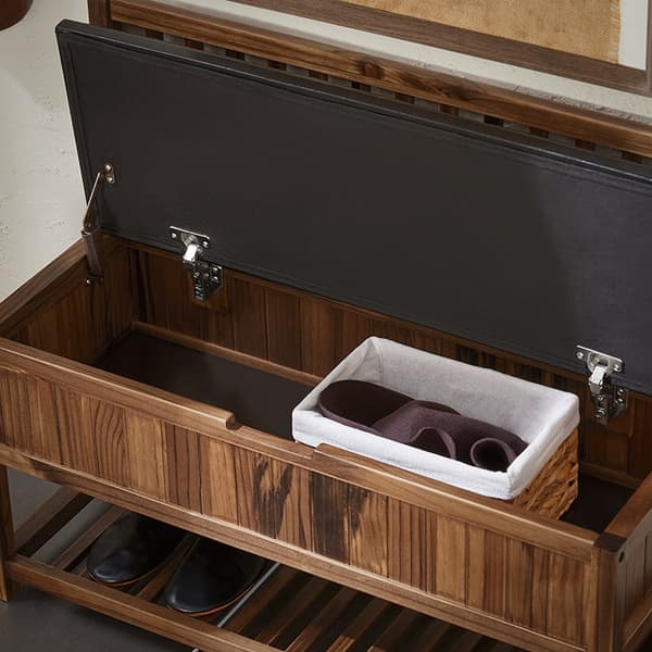 Rootz Pine Storage Bench - Shoe Rack - Hallway Organizer - High Stability - 90x75x35cm