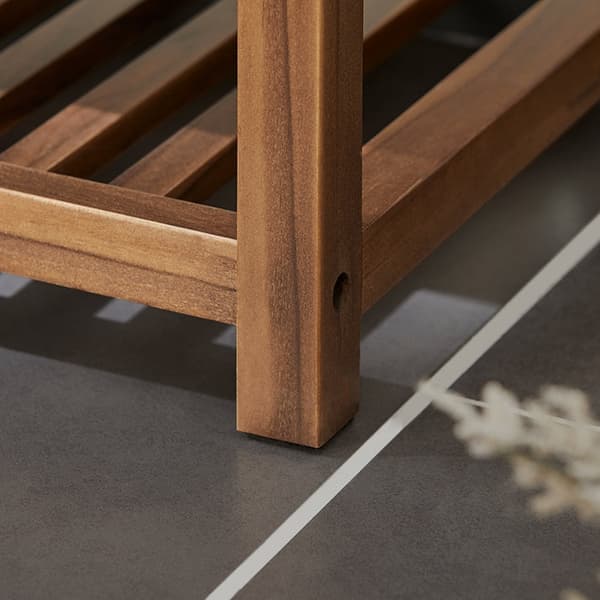 Rootz Pine Storage Bench - Shoe Rack - Hallway Organizer - High Stability - 90x75x35cm