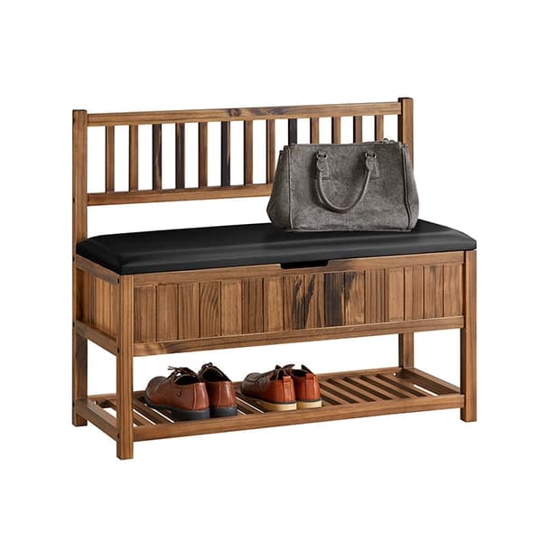 Rootz Pine Storage Bench - Shoe Rack - Hallway Organizer - High Stability - 90x75x35cm