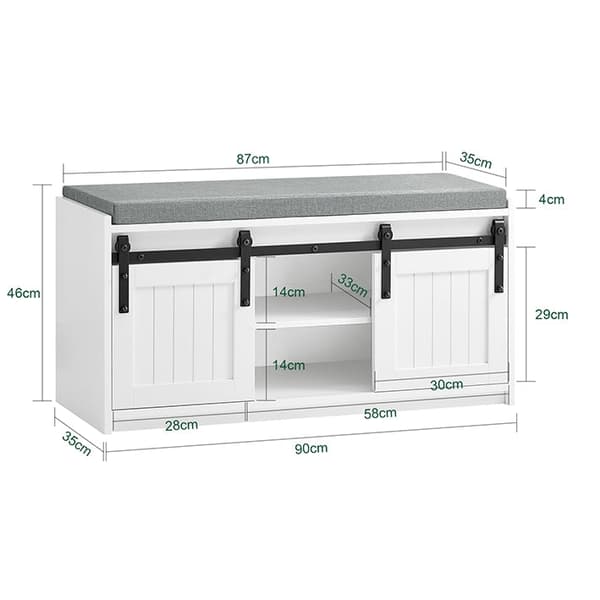Rootz Shoe Bench - Storage Bench - Syöttötien järjestäjä - 200 kg: n kuormituskapasiteetti - 90x46x35cm
