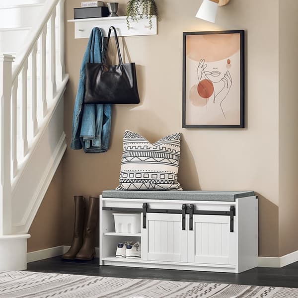 Rootz Shoe Bench - Storage Bench - Syöttötien järjestäjä - 200 kg: n kuormituskapasiteetti - 90x46x35cm