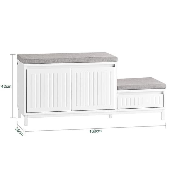 Rootz Shoe Bench - Sko Tipper - Fodtøjsarrangør - Max 181 kg - MDF - 100x42x35cm - Rigelig opbevaring og børnevenlig design