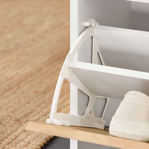 Rootz Entryway Shoe Cabinet - Shoe Organizer - Shoe Storage - Comfort Seating - MDF og Rubberwood - 61x47x26cm