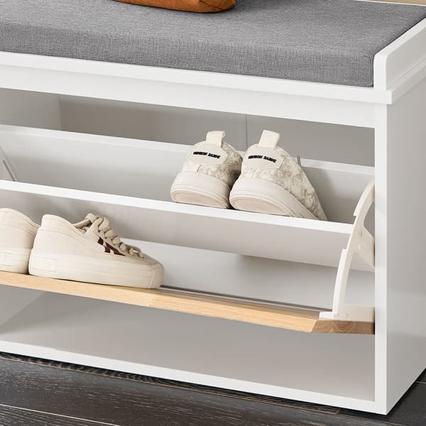 Rootz Entryway Shoe Cabinet - Shoe Organizer - Shoe Storage - Comfort Seating - MDF og Rubberwood - 61x47x26cm