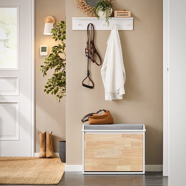 Rootz Entryway Shoe Cabinet - Shoe Organizer - Shoe Storage - Comfort Seating - MDF og Rubberwood - 61x47x26cm