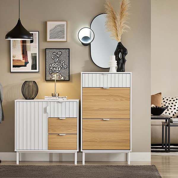 Rootz Shoe Storage Cabinet - Shoe Organizer - Fodtøjshylder - MDF & Metal Stability - 60x110x35cm