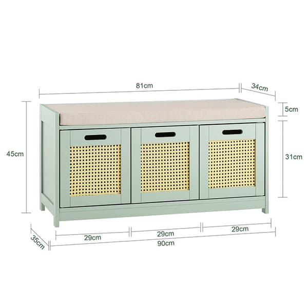 Rootz Shoe Storage Bench - Entryway -järjestäjä - kenkäkaappi - pehmustettu istuimen mukavuus - 90x45x35cm