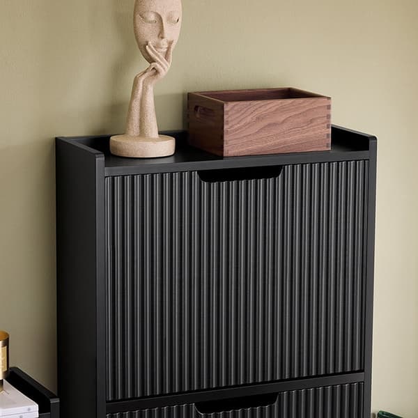 Rootz Shoe Cabinet Organizer - Shoe Shelf - Footwear Storage - Rumbesparende - 50x130x19cm - Ideel til indgange - MDF/Metal - Sort