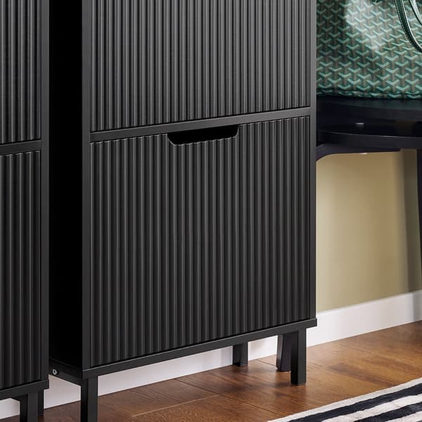 Rootz Shoe Cabinet Organizer - Shoe Shelf - Footwear Storage - Rumbesparende - 50x130x19cm - Ideel til indgange - MDF/Metal - Sort