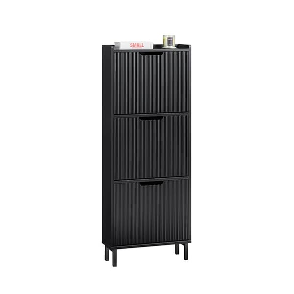 Rootz Shoe Cabinet Organizer - Shoe Shelf - Footwear Storage - Rumbesparende - 50x130x19cm - Ideel til indgange - MDF/Metal - Sort