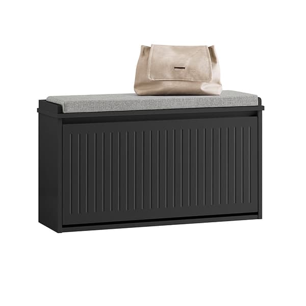 Rootz Shoe Cabinet - Skoopbevaring - skoarrangør - inkluderer sædepude - MDF, grå - 80x45x26cm