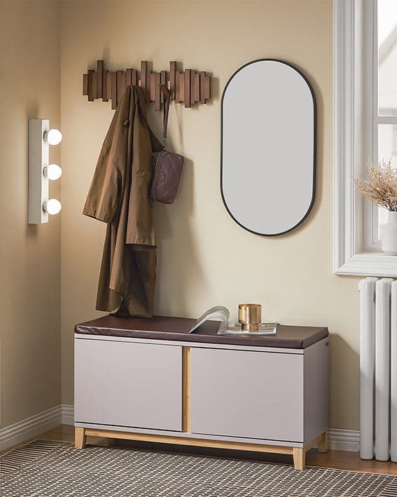 Rootz Storage Bench - Entryway -järjestäjä - kenkäkaappi - Säädettävät hyllyt - Mukava tyyny - 90 x 34 x 47 cm