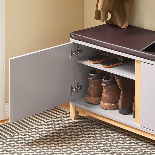 Rootz Storage Bench - Entryway -järjestäjä - kenkäkaappi - Säädettävät hyllyt - Mukava tyyny - 90 x 34 x 47 cm