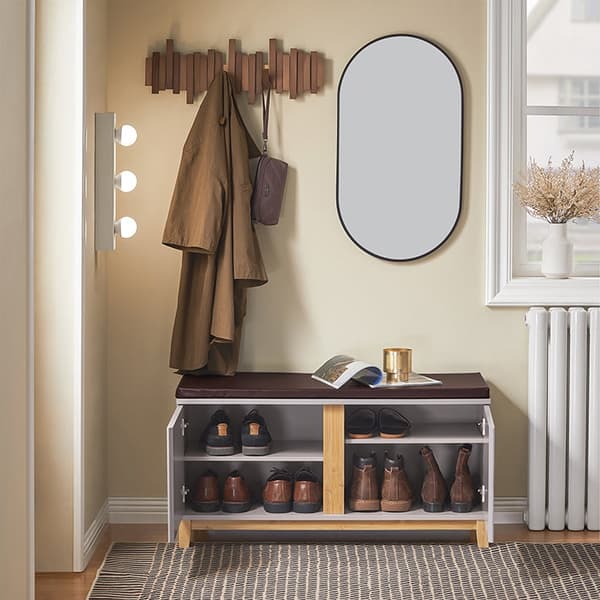 Rootz Storage Bench - Entryway -järjestäjä - kenkäkaappi - Säädettävät hyllyt - Mukava tyyny - 90 x 34 x 47 cm