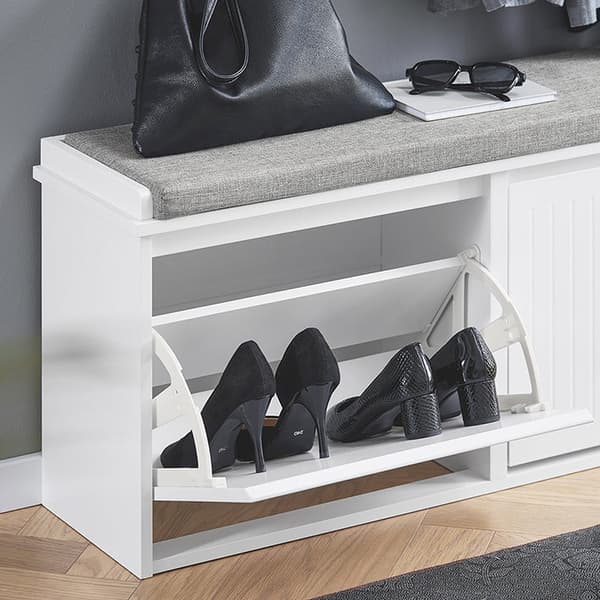 Rootz Shoe Storage Bench - kenkäkaappi - jalkineiden järjestäjä - mukava tyyny - MDF, 100x46x26cm