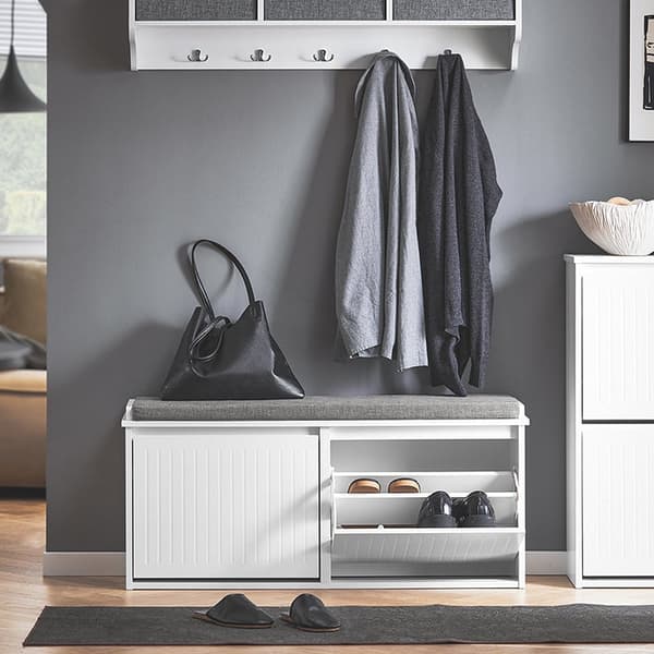 Rootz Shoe Storage Bench - kenkäkaappi - jalkineiden järjestäjä - mukava tyyny - MDF, 100x46x26cm