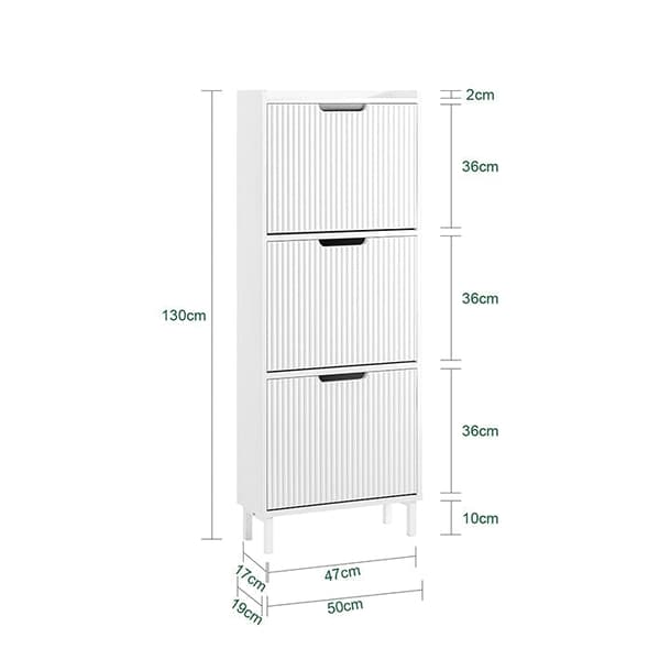 Rootz Space -Saving Shoe Cabinet - Footwear Storage - Shoe Organizer - Maximerar Space - 50x130x19cm