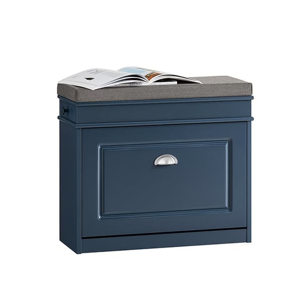 Rootz Shoe Storage Bench - Entryway Organizer - Blue MDF Shoe Cabinet - Inkluderar sittdyna - Rymdbesparande 60x52x24cm