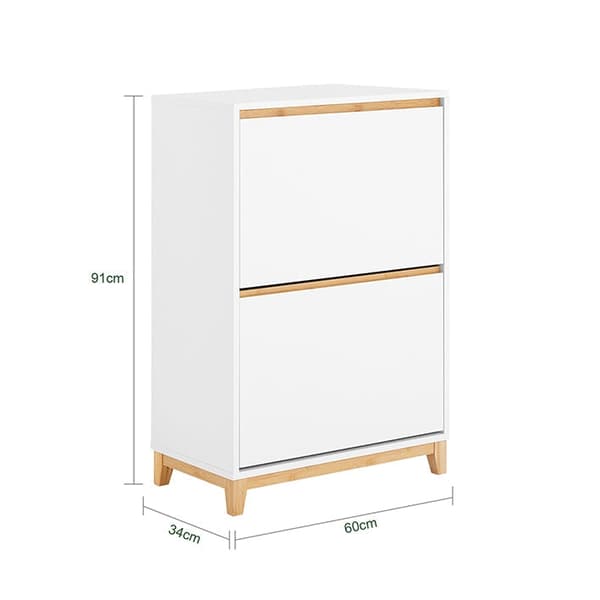 Rootz Modern Shoe Cabinet - Foldbare rum - Rumbesparende opbevaring - MDF & Bambus - 60x91x34cm