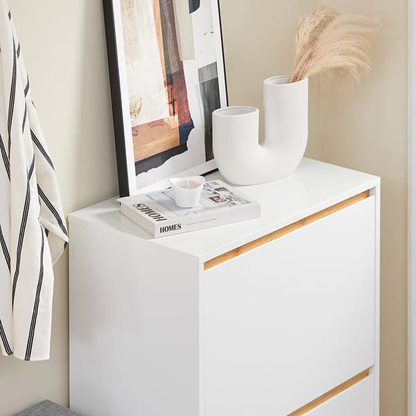Rootz Modern Shoe Cabinet - Foldbare rum - Rumbesparende opbevaring - MDF & Bambus - 60x91x34cm