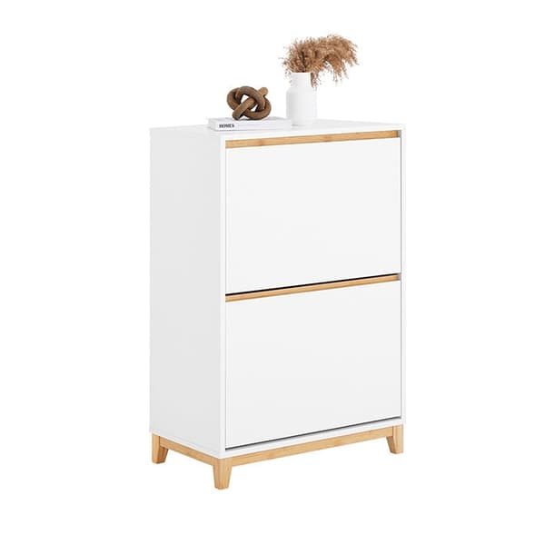 Rootz Modern Shoe Cabinet - Foldbare rum - Rumbesparende opbevaring - MDF & Bambus - 60x91x34cm