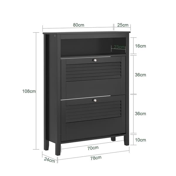 Rootz Shoe Storage Cabinet - Shoe Organizer - Shoe Rack - Wall Mountable Stability - 80x108x25cm