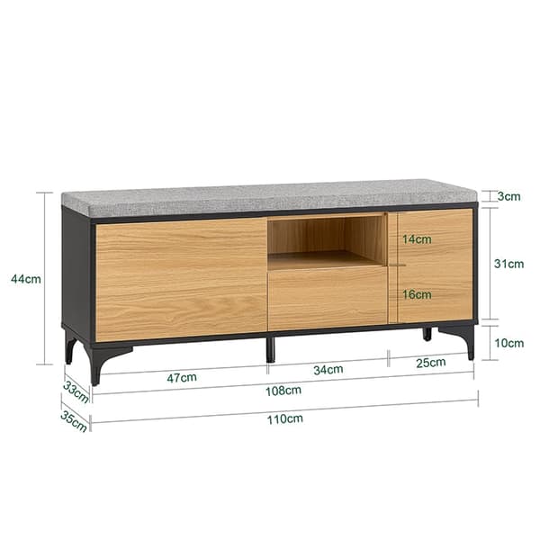 Rootz Shoe Bench - Kengän säilytys - Jalkineiden järjestäjä - Säädettävät hyllyt - 110x44x35cm - pitää 6-9 paria - naarmuuntuneet jalat