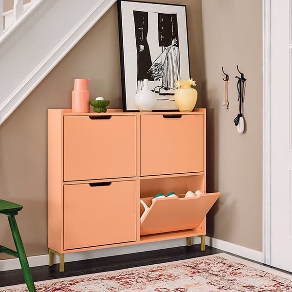 Rootz Shoe Cabinet - Footwear Organizer - Storage Unit - Compact Design - Steel Frame - 100x90x19cm for stabilitet og bekvemmelighed