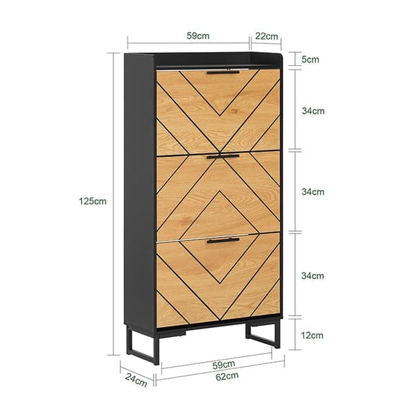 Rootz Shoe Cabinet - Skoorganisatör - Skorlagring - Justerbara fack - 62x125x24cm MDF & Metalben