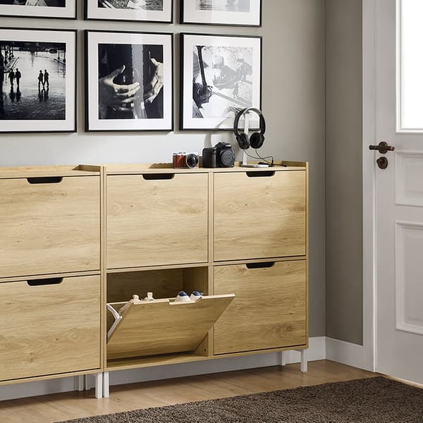 Rootz Shoe Storage Cabinet - Shoe Rack - Entryway Organizer - Stability & Space - MDF/Metal - 100cm x 90 cm x 19 cm